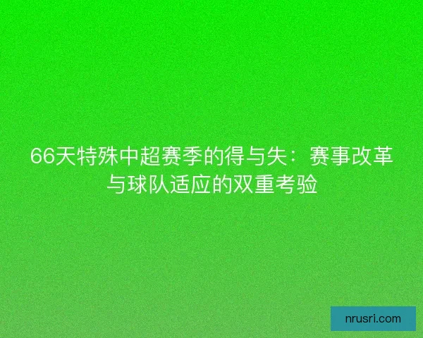 66天特殊中超赛季的得与失：赛事改革与球队适应的双重考验